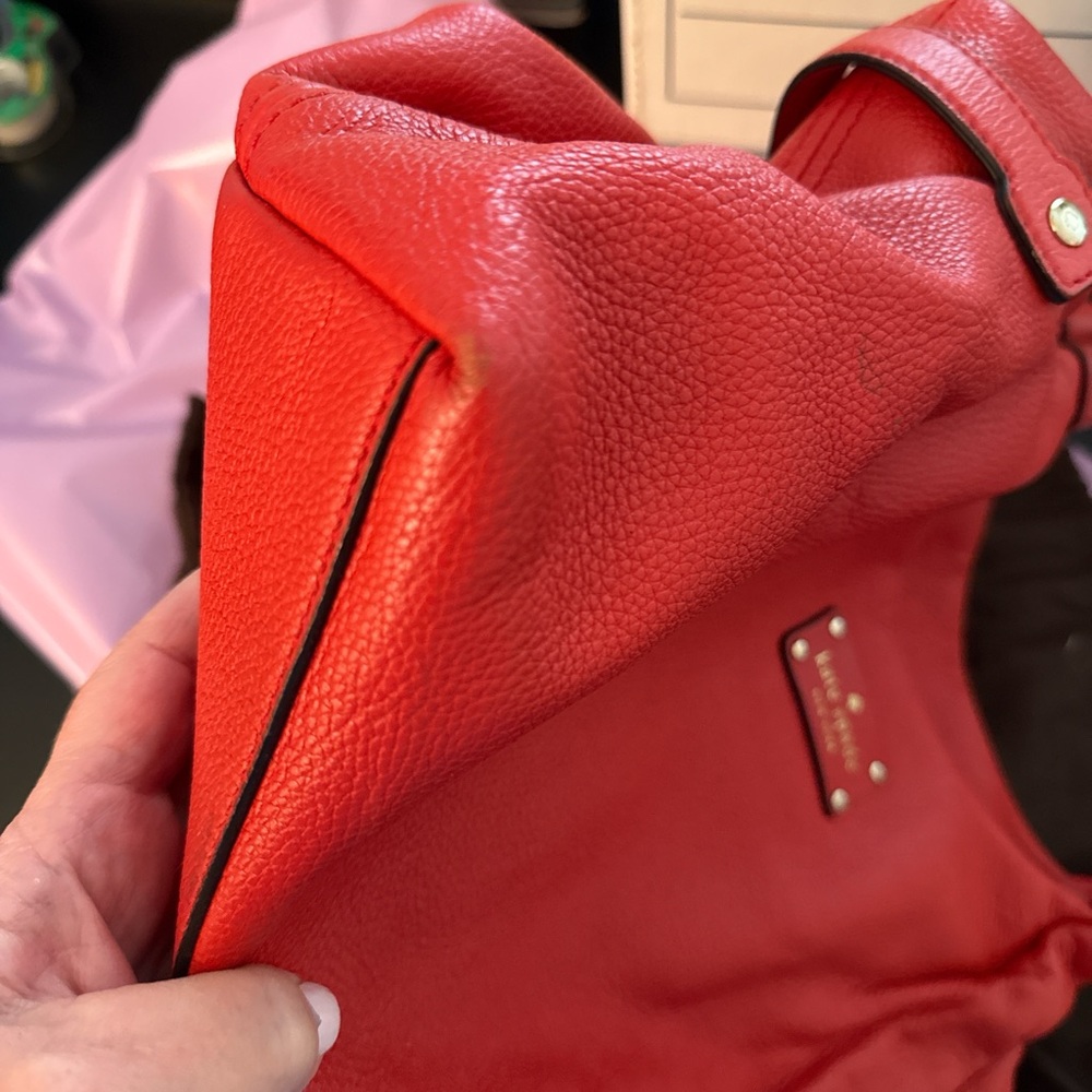 KATE SPADE “Stevie” satchel tote. Red/orange. Beautiful, bright pebble leather. - Picture 8 of 8